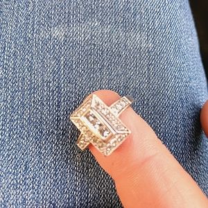 Vintage  1 karet 14 ka cret white gold princess diamond ring a beauty to cherish